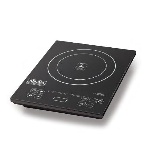 Black Aroma AID-513FP single-zone induction cooktop with one marked cooking circle and a front control panel