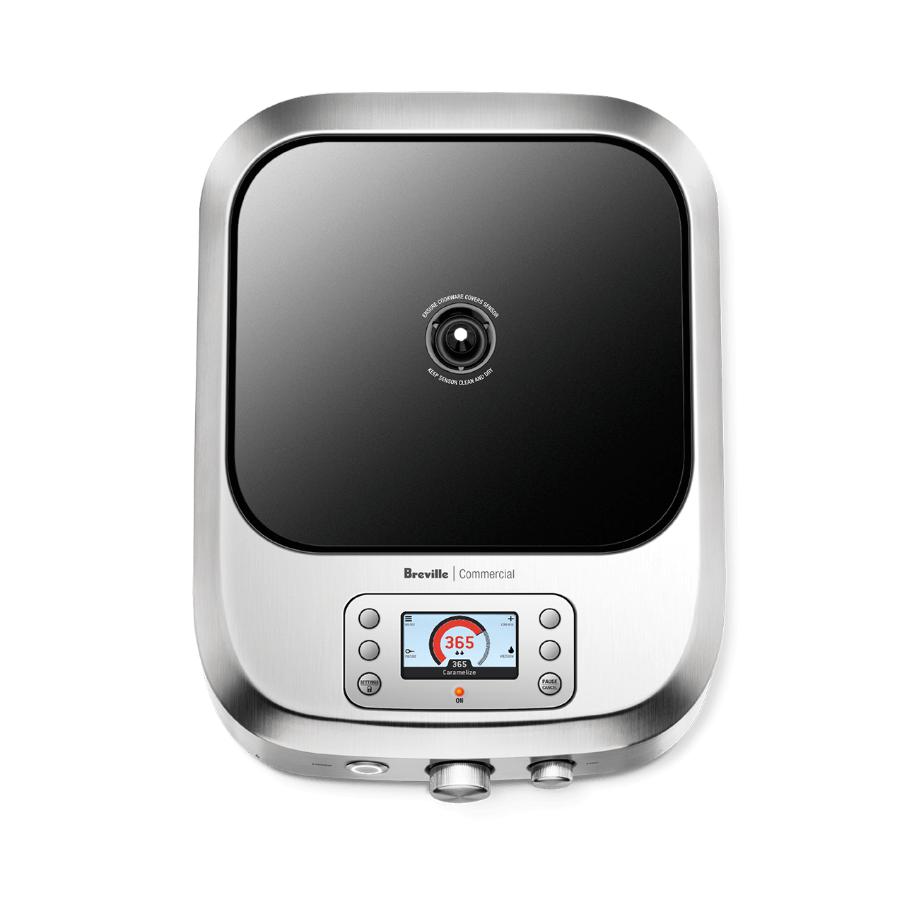 Breville Control °Freak CMC850 commercial induction cooker with one sensor-marked zone and dial/button control panel.