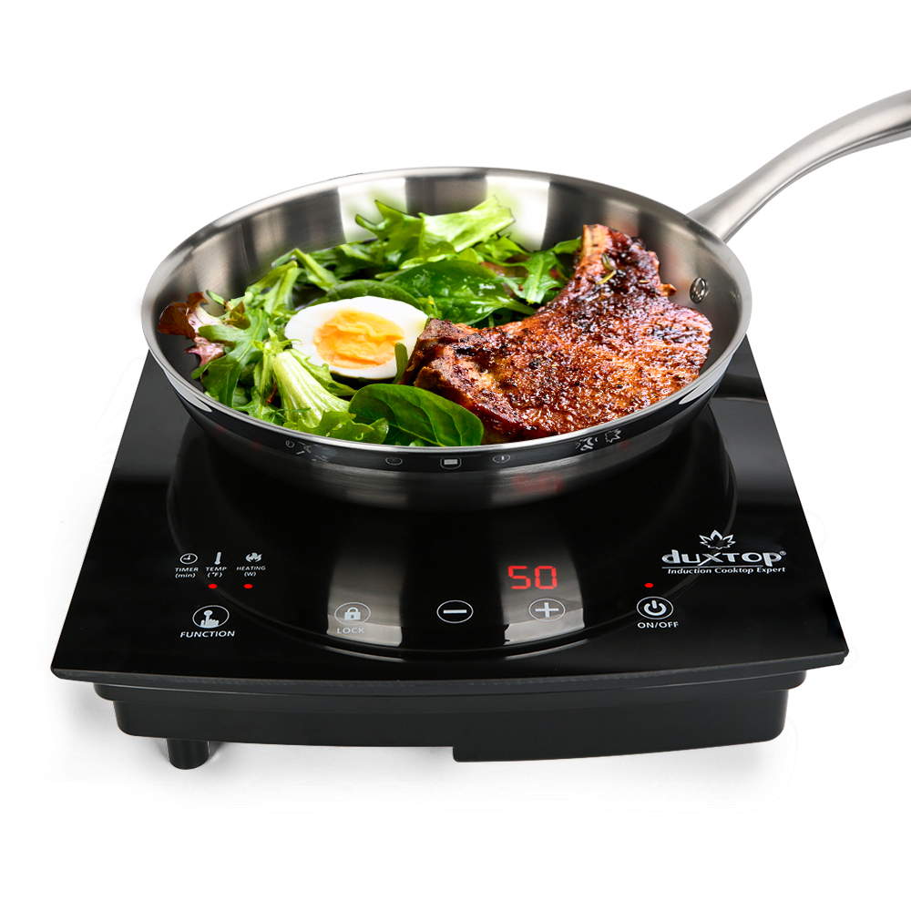 Silver-listed Duxtop 8310ST single-zone induction cooktop with a marked circular zone and touch controls