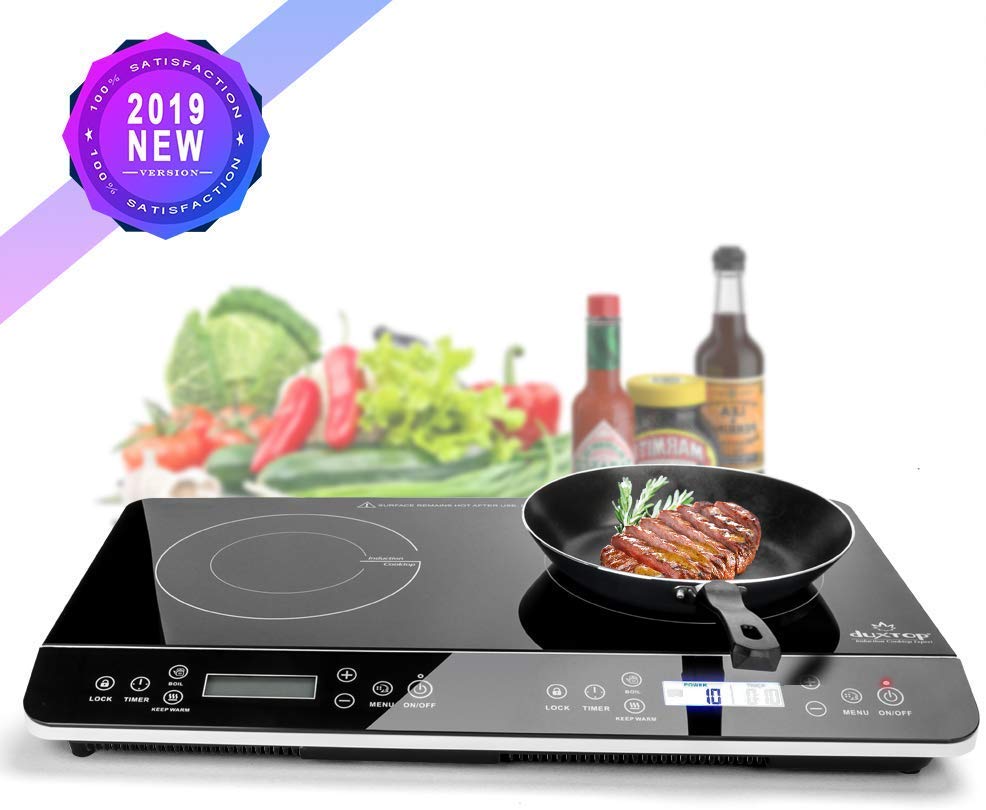 Black Duxtop 9620LS double induction cooktop with two marked zones and separate control groups