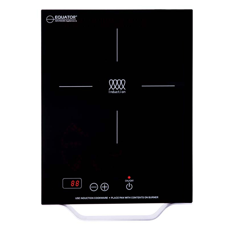 Equator PIC 100 portable induction cooktop in Black finish; exact zones and touch-control layout are visible