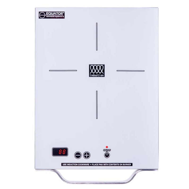 Equator PIC 100 portable induction cooktop in Silver finish; exact zones and touch-control layout are visible