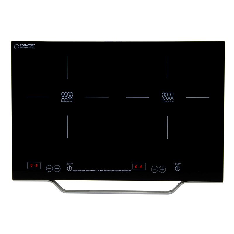 Equator PIC 200 N portable induction cooktop in Black finish; exact zones and touch-control layout are visible