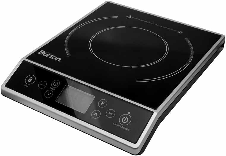 Official grayscale manual illustration of the Max Burton Digital Choice #6400, one induction zone, LCD and front touch controls.