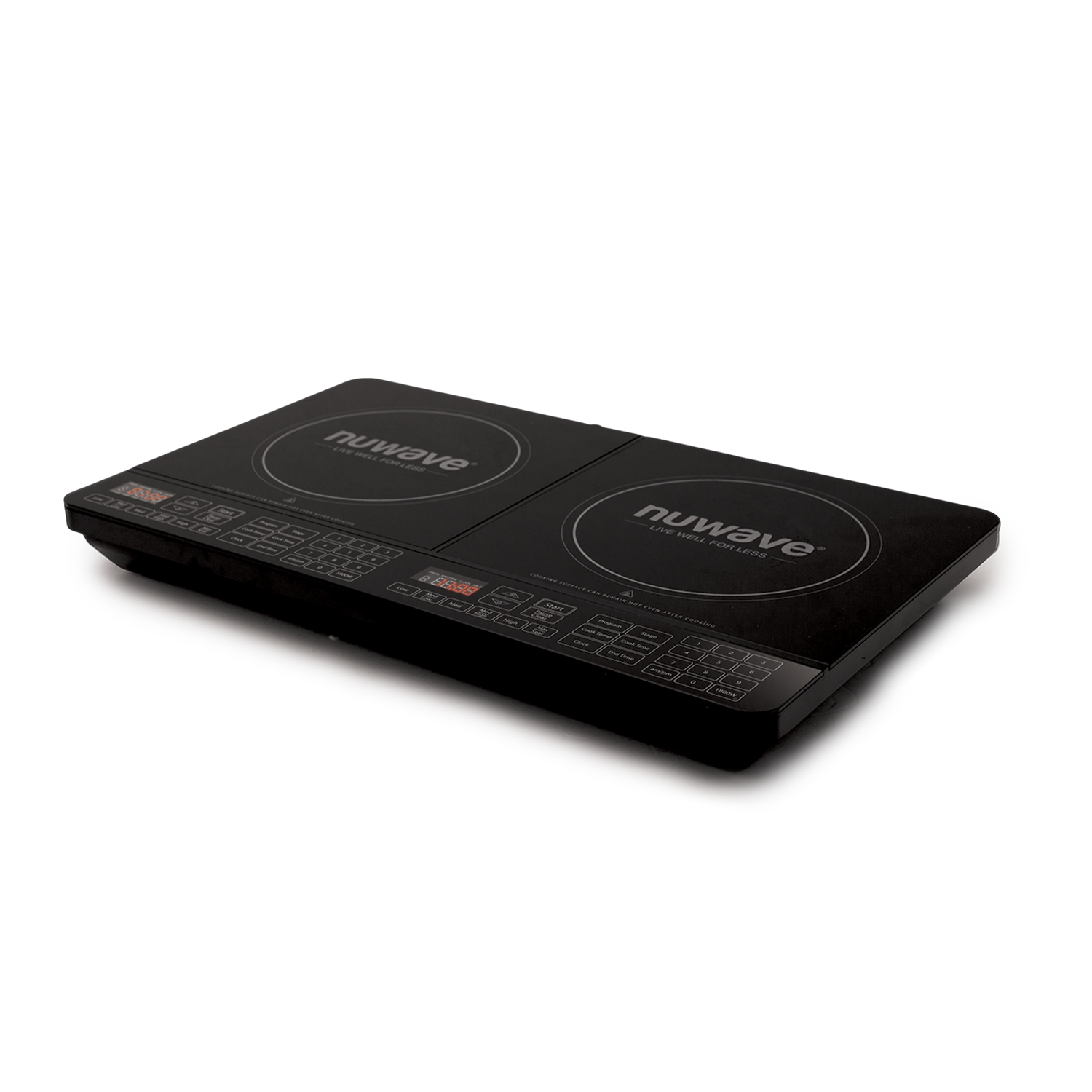 Black Nuwave PIC Double 30601 cooktop with two induction zones and separate left/right control panels