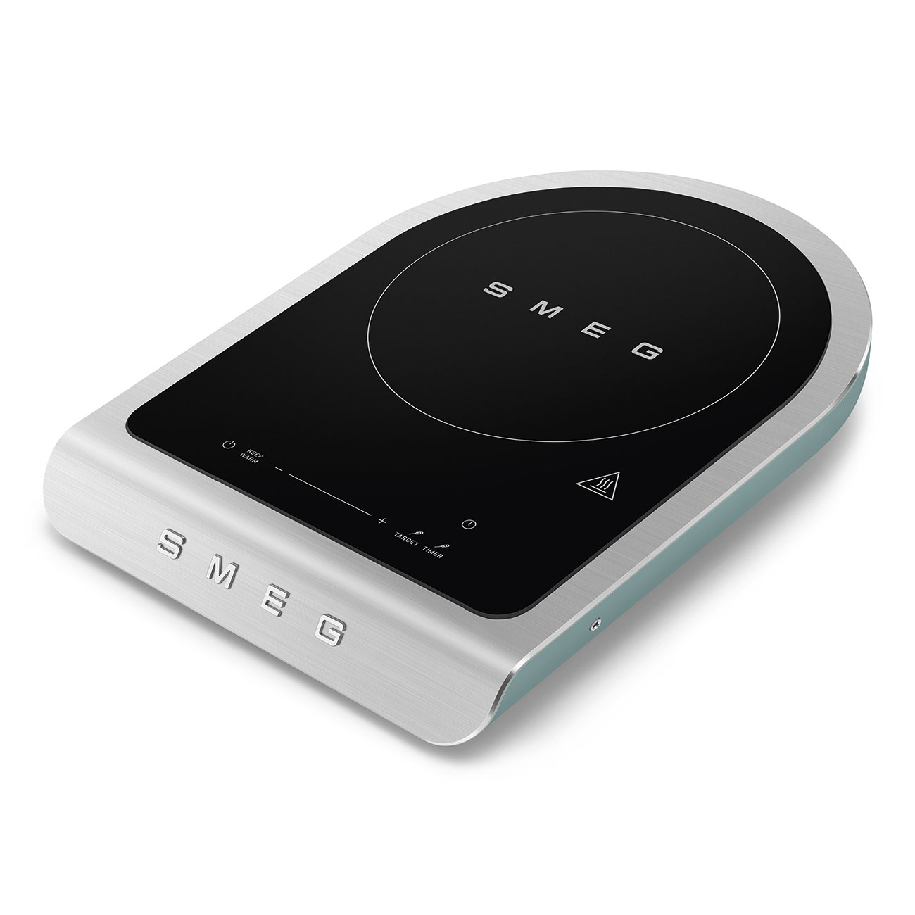 SMEG PIC11EGMUS portable induction cooker in emerald green finish, one black cooking zone and touch controls.