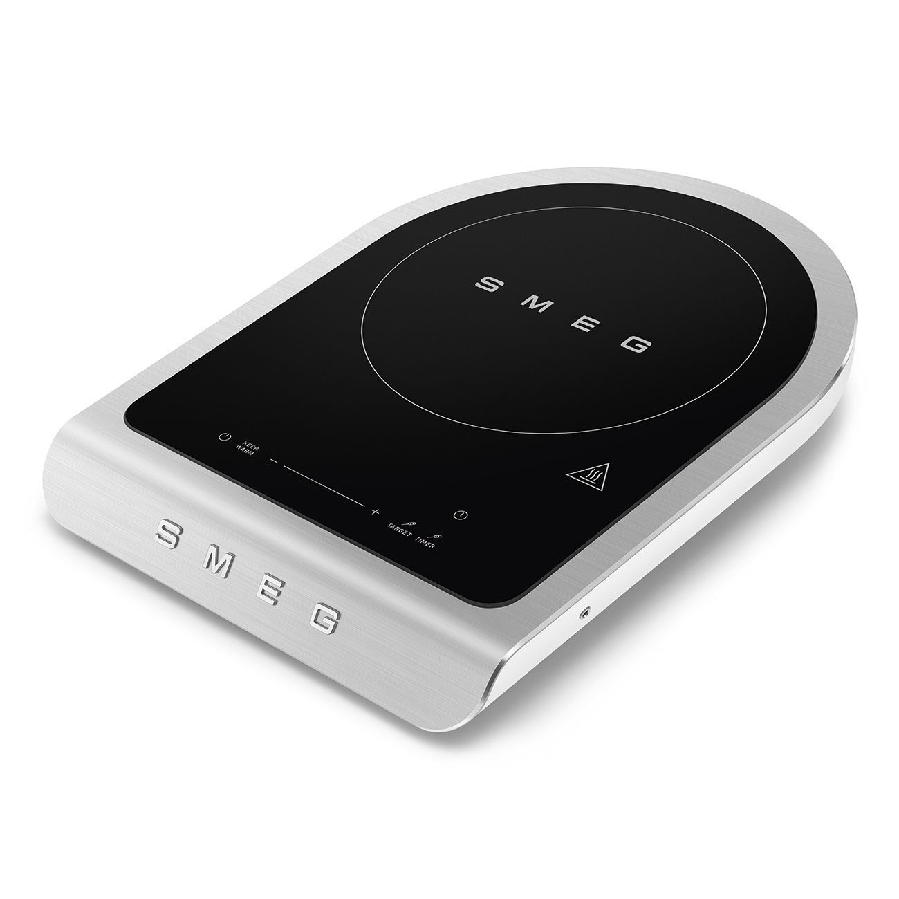 SMEG PIC11WHMUS portable induction cooker in white finish, one black cooking zone and touch controls.