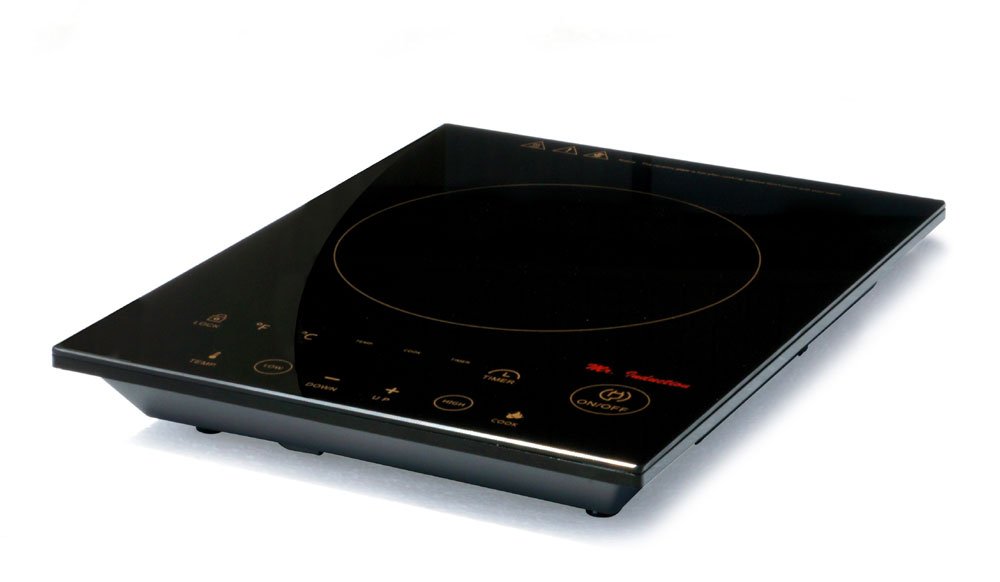 SPT SR-963T one-zone induction cooktop with a black glass surface, circular induction zone and front touch controls, viewed at an angle